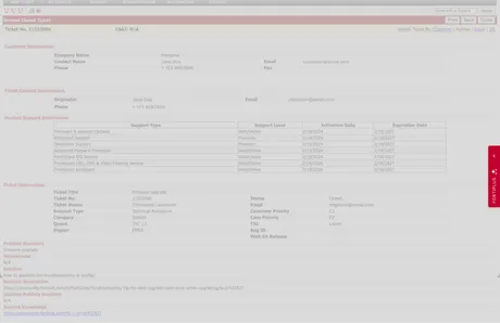The ticket page with the FortiPlus panel fully collapsed — nothing but the ticket.