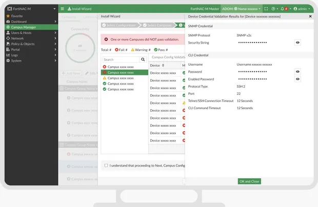 Drill-down view of a single campus's validation details.