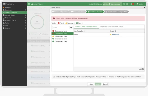 Validation passed — all campuses cleared and ready to install.