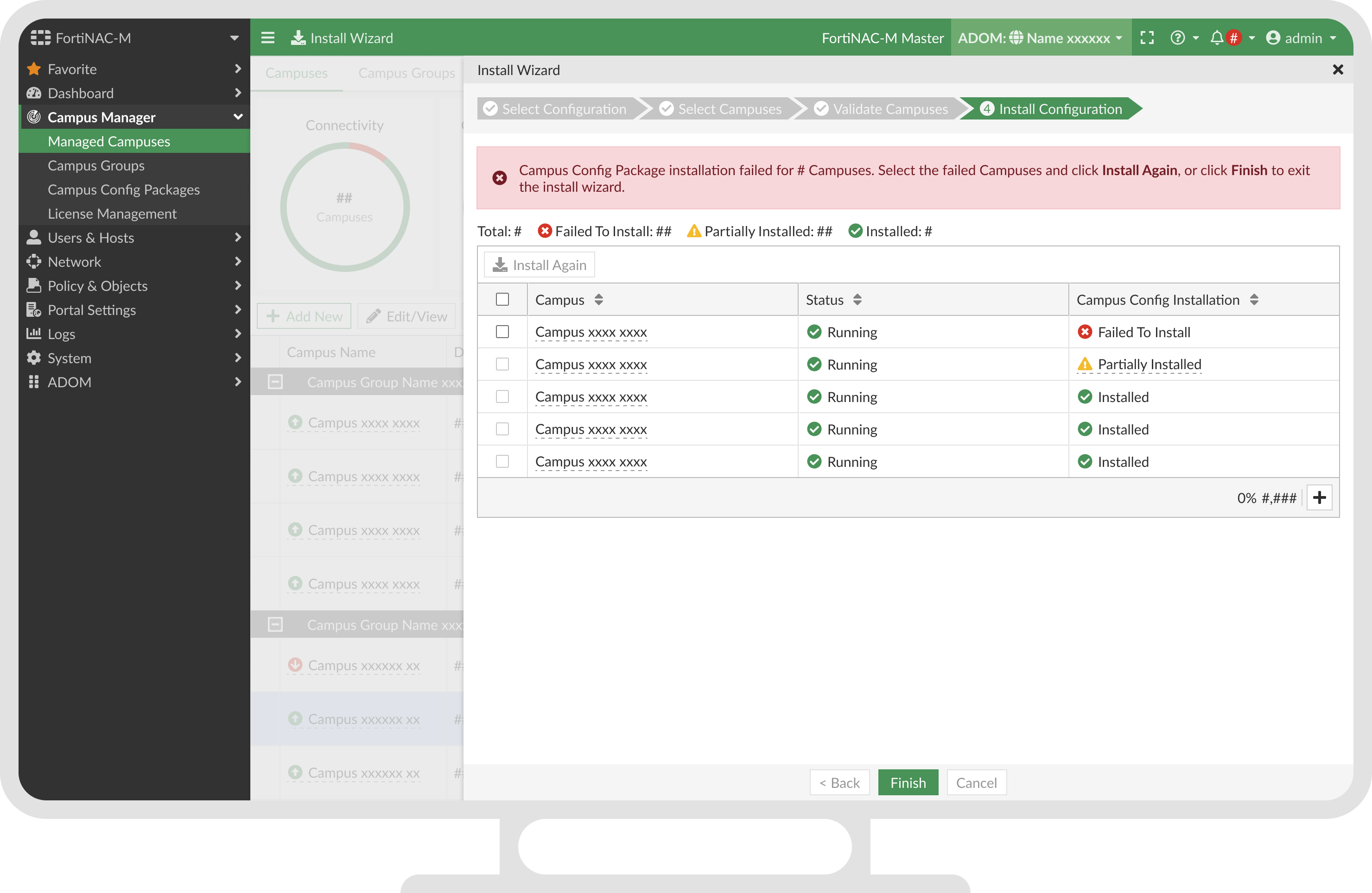 Status report on failure — error details to diagnose what went wrong.
